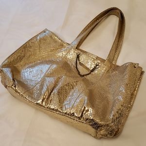 Rare Samantha Thavasa Shoulder Bag Purse Gold Snakeskin Penelope & Monica Cruz